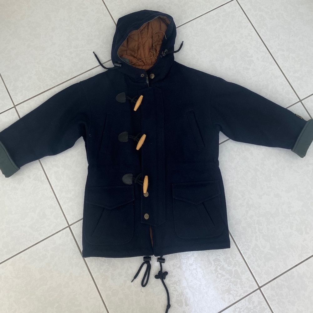 Vintage Navy Blue Boat Works lined Wool toggle coat